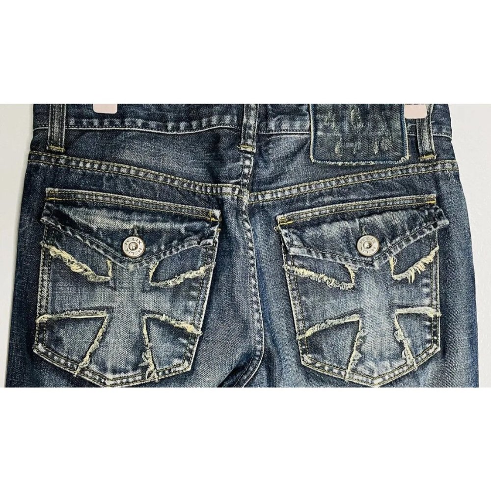 Helix Slim Boot Cut Bootcut Jeans Denim Cross  Back Pockets Size 32 X 30